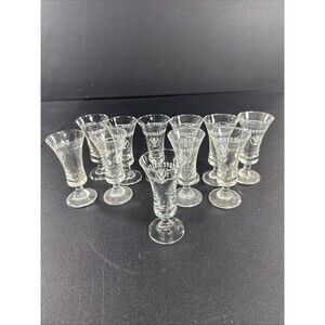 Vintage Set of 11 Jagermeister Footed Stemmed Shot Glasses 2CL Logo Barware